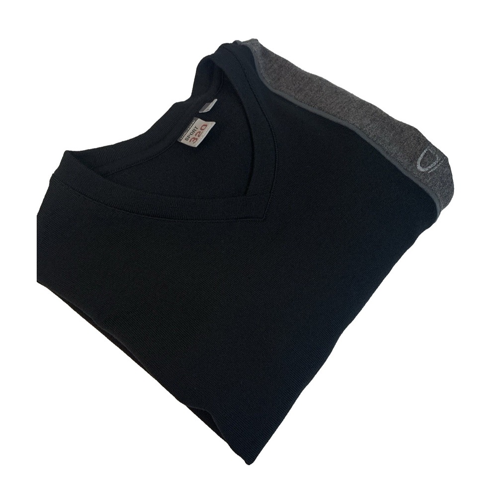 Icebreaker Sport 320 100% Pure Merino Wool Black V Neck Pullover Sweater Men's M